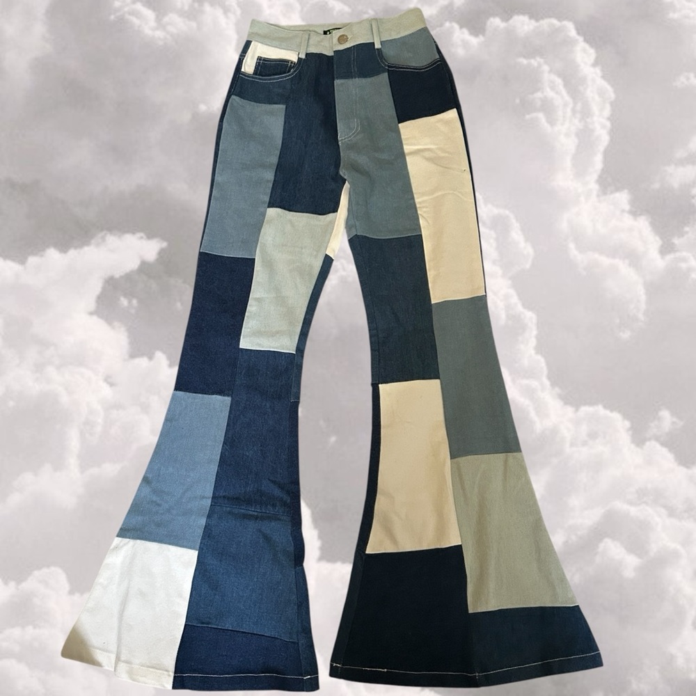 Tunnel Vision Patchwork Flare Jeans - image 1